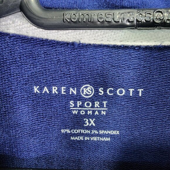 Womans Blue Karen Scott Sport Jacket Snap Button Down & Pockets Size 3X - Picture 3 of 7